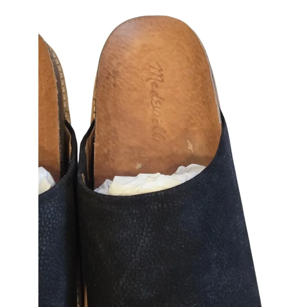 Madewell Layne Clog Mule True Black Nubuck Leather Slip On | 8 EUC Preppy Boho - Picture 8 of 16